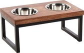 Flamingo eet- en drinkpot tommy duo dinner staander bruin rechthoek - 60cm l x 28cm b x 28.5cm h - 2700ml