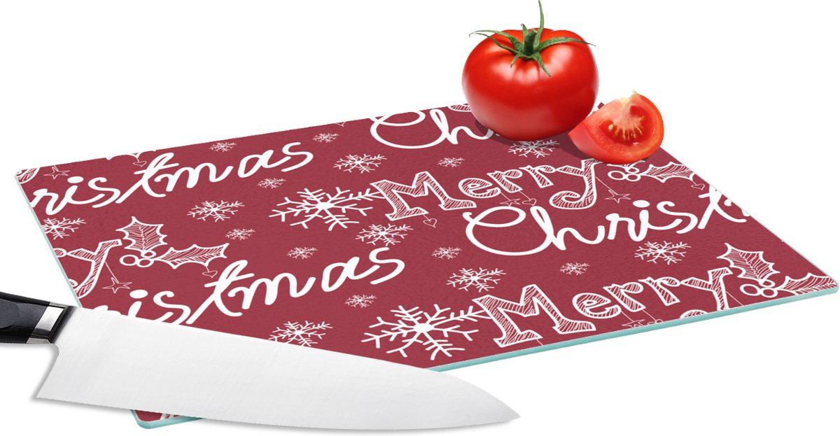 Glazen Snijplank - 28x20 - Patronen - Sneeuw - Kerst - Quotes - Snijplanken Glas