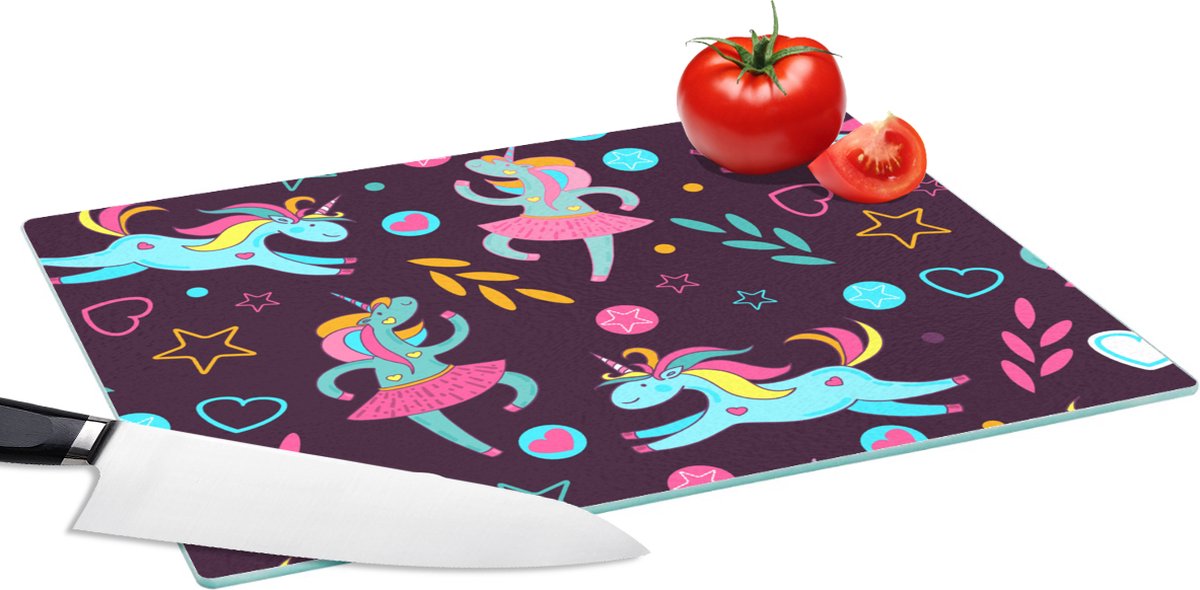 Glazen Snijplank - 39x28 - Unicorn - Ballet - Patroon - Snijplanken Glas