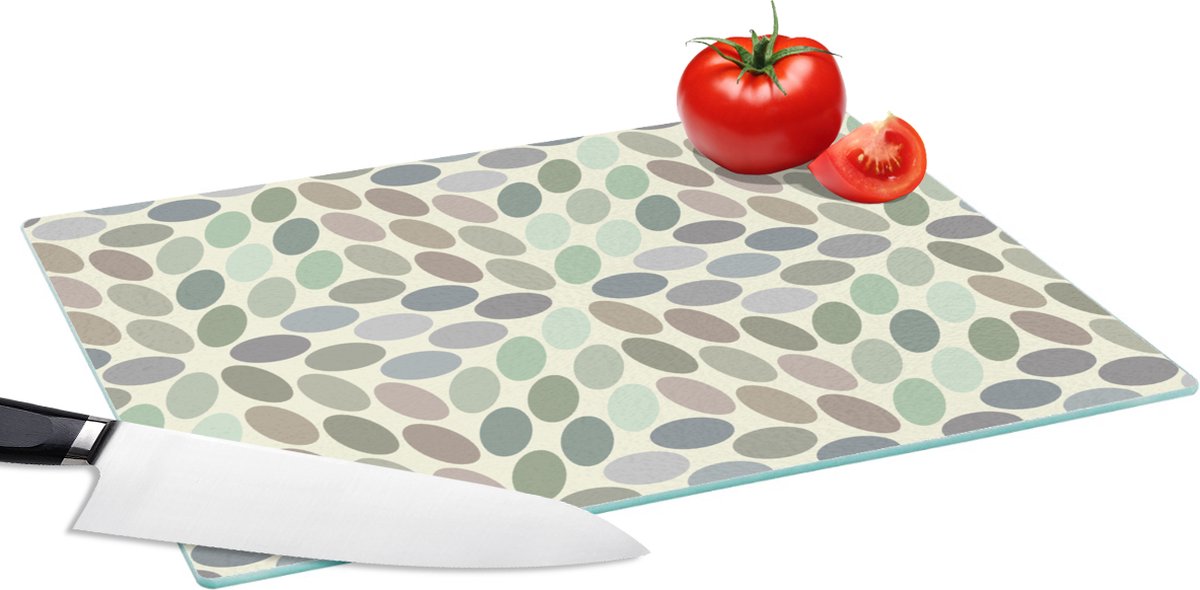 Glazen Snijplank - 39x28 - Vintage - Stippen - 3D - Patroon - Snijplanken Glas