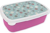 Broodtrommel Roze - Lunchbox - Brooddoos - Stippen - Patronen - Pastel - 18x12x6 cm - Kinderen - Meisje