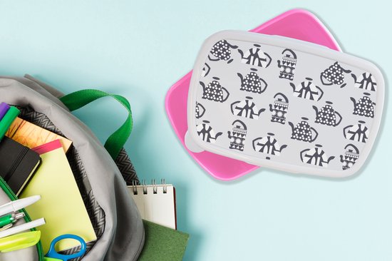 Lunch box Rose - Lunch box - Boîte à pain - Théière - Motifs - Thee - 18x12x6 cm - Enfants - Fille