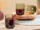 Olijfgroene ombre glazen 270 ml set van 3