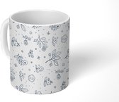 Mok - Koffiemok - Bloemen - Zwart wit - Patronen - Mokken - 350 ML - Beker - Koffiemokken - Theemok