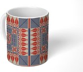 Mok - Koffiemok - Patronen - Arabisch - Borduren - Rood - Mokken - 350 ML - Beker - Koffiemokken - Theemok