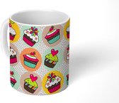 Mok - Koffiemok - Eten - Patroon - Gebak - Mokken - 350 ML - Beker - Koffiemokken - Theemok