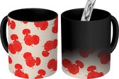 Magische Mok - Foto op Warmte Mokken - Koffiemok - Bloemen - Boeket - Patroon - Rood - Vintage - Magic Mok - Beker - 350 ML - Theemok