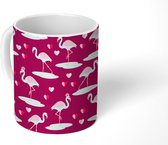 Mok - Koffiemok - Flamingo - Patroon - Roze - Love - Mokken - 350 ML - Beker - Koffiemokken - Theemok