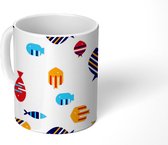 Mok - Koffiemok - Vis - Patroon - Geometrie - Abstract - Mokken - 350 ML - Beker - Koffiemokken - Theemok