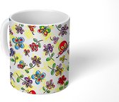 Mok - Koffiemok - Vlinders - Patronen - Regenboog - Bloemen - Mokken - 350 ML - Beker - Koffiemokken - Theemok