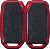 kwmobile autosleutelhoes compatibel met Kia 3-knops Smart Key autosleutel - TPU beschermhoes in rood / zwart - Autosleutelcover