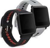 kwmobile 2x armband voor Huami Amazfit Bip / Bip S / Bip S Lite - Bandjes voor fitnesstracker in zwart / oranje / grijs / zwart