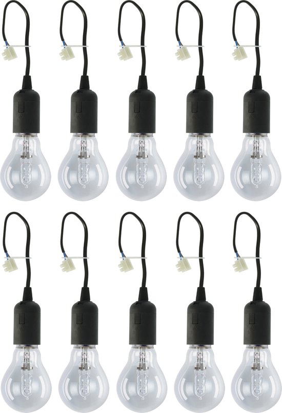 Verhuisfitting E27 met lamp - 10 stuks - Lampfitting kroonsteen met lamp - 10 bouwfittingen