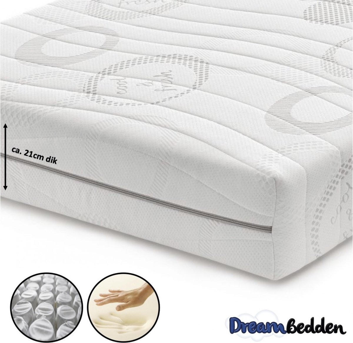 Matras 200x220 - Nasa Traagschuim - Pocketvering 9-zones - Cool & Fresh - ca. 21cm dik — afbeelding 1