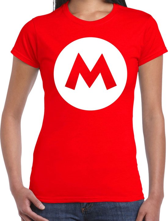 Mario loodgieter - verkleed t-shirt - rood - voor dames - carnaval - cartoon shirt - kleding / kostuum XL
