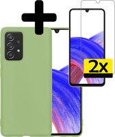 Hoesje Geschikt voor Samsung A33 Hoesje Siliconen Case Met 2x Screenprotector - Hoes Geschikt voor Samsung Galaxy A33 Hoes Siliconen - groene