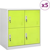 Lockerkasten 5 st 90x45x92,5 cm staal lichtgrijs en groen