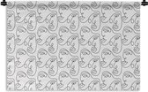 Wandkleed - Wanddoek - Line Art - Patronen - Zwart Wit - 150x100 cm - Wandtapijt