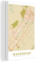 Canvas Schilderij Wassenaar - Vintage - Stadskaart - Plattegrond - Kaart - 80x120 cm - Wanddecoratie