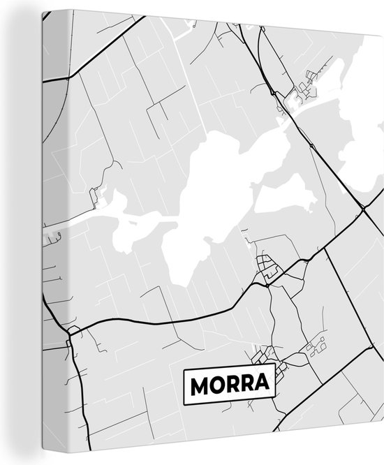 Canvas Schilderij Kaart - Friesland - Morra - Plattegrond - Stadskaart - 20x20 cm - Wanddecoratie
