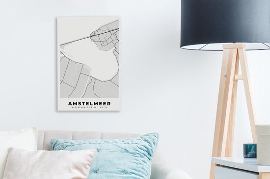 Canvas Schilderij Stadskaart - Amstelmeer - Plattegrond - Nederland - Kaart - 20x30 cm - Wanddecoratie