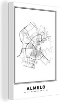 Peinture sur Toile Pays- Nederland – Almelo – Plan de la Ville – Carte – Zwart Wit – Carte - 90x140 cm - Décoration murale