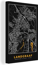 Peinture sur toile Landgraaf - Black and Gold et Or - Plan de la ville - Carte - Plan - 80x120 cm - Décoration murale