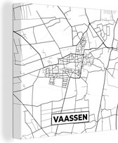 Canvas Schilderij Vaassen - Stadskaart - Kaart - Plattegrond - Zwart Wit - Nederland - 20x20 cm - Wanddecoratie