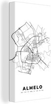 Peinture sur toile City Map - Zwart Wit - Carte - Almelo - Nederland - Carte - 80x160 cm - Décoration murale