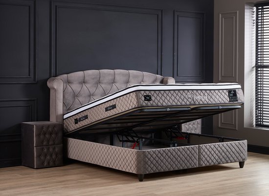 Bedworld Opberg boxspring Hadise 140x200 cm - Grijs | bol.com