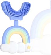 Medies -  360° U-vormige kindertandenborstel regenboog blauw | baby tandenborstel | kindertandenborstel | peuter tandenborstel | U-vorm -  siliconen - bpa free - 2 tot 7 jaar
