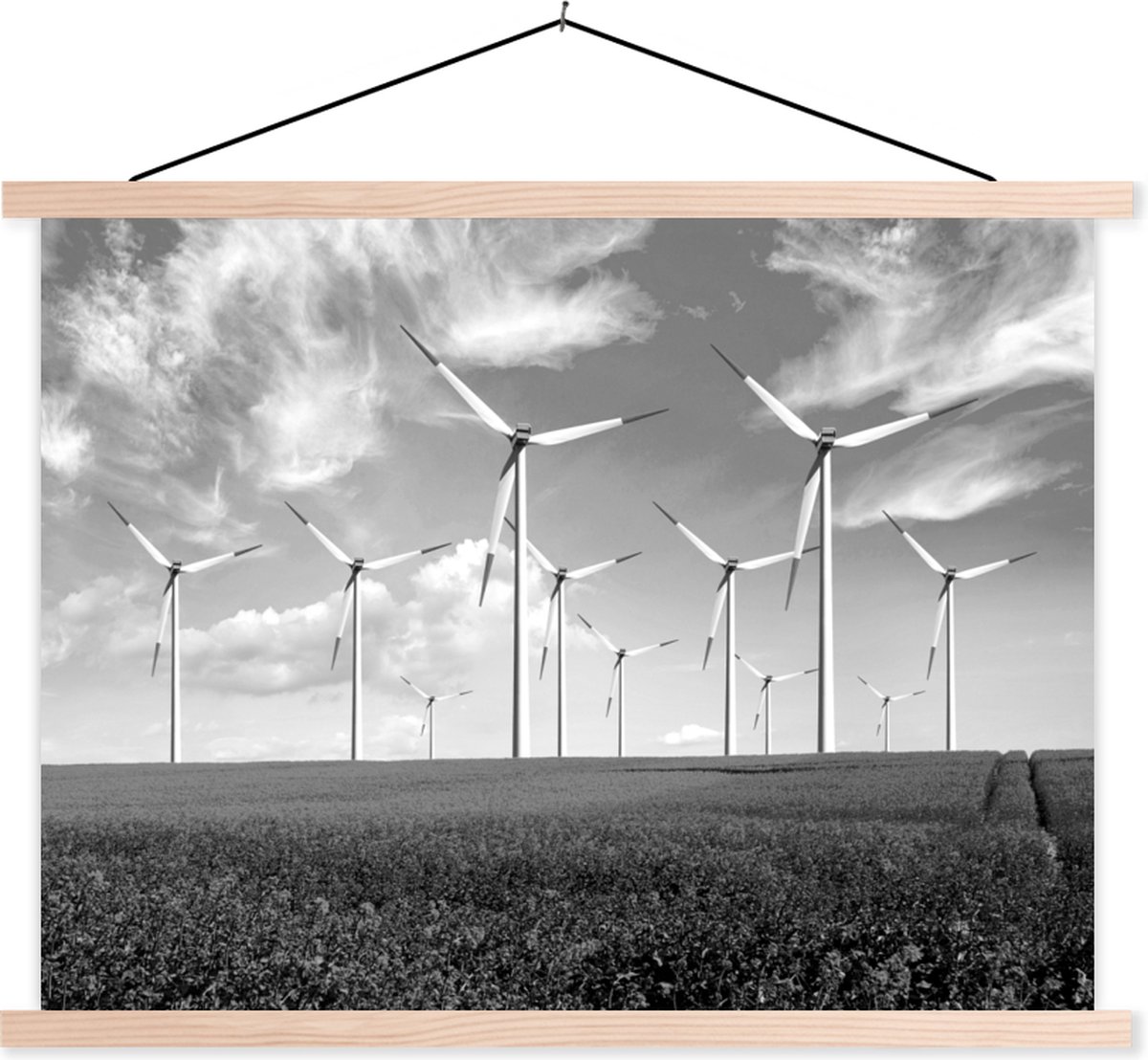 Deze Windmolens Staan Op Het Platteland Van Nederland Zwart Wit Bol
