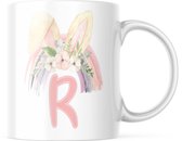 Paas Mok R regenboog konijnen oren | Paas cadeau | Pasen | Paasdecoratie | Pasen Decoratie | Grappige Cadeaus | Koffiemok | Koffiebeker | Theemok | Theebeker