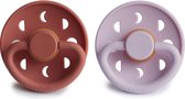 FRIGG Fopspeen Moon Bundel 2 Stuks | T1 0-6 Maanden | Powder Blush, Soft Lilac | Natuurrubber