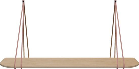 Leren split-plankdragers - Handles and more® - 100% leer - ZACHTROZE - set van 2 / excl. plank (leren plankdragers - plankdragers banden - leren plank banden)