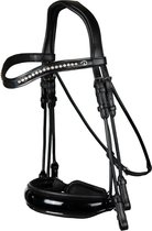 Dyon Bar & Snaffle Bridon Round Stitched Wide Laque Museband - size Full - noir