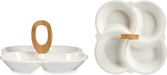 Jongeneel Verpakkingen. Schaal keramiek 14,5x8,5 cm wit met metallic