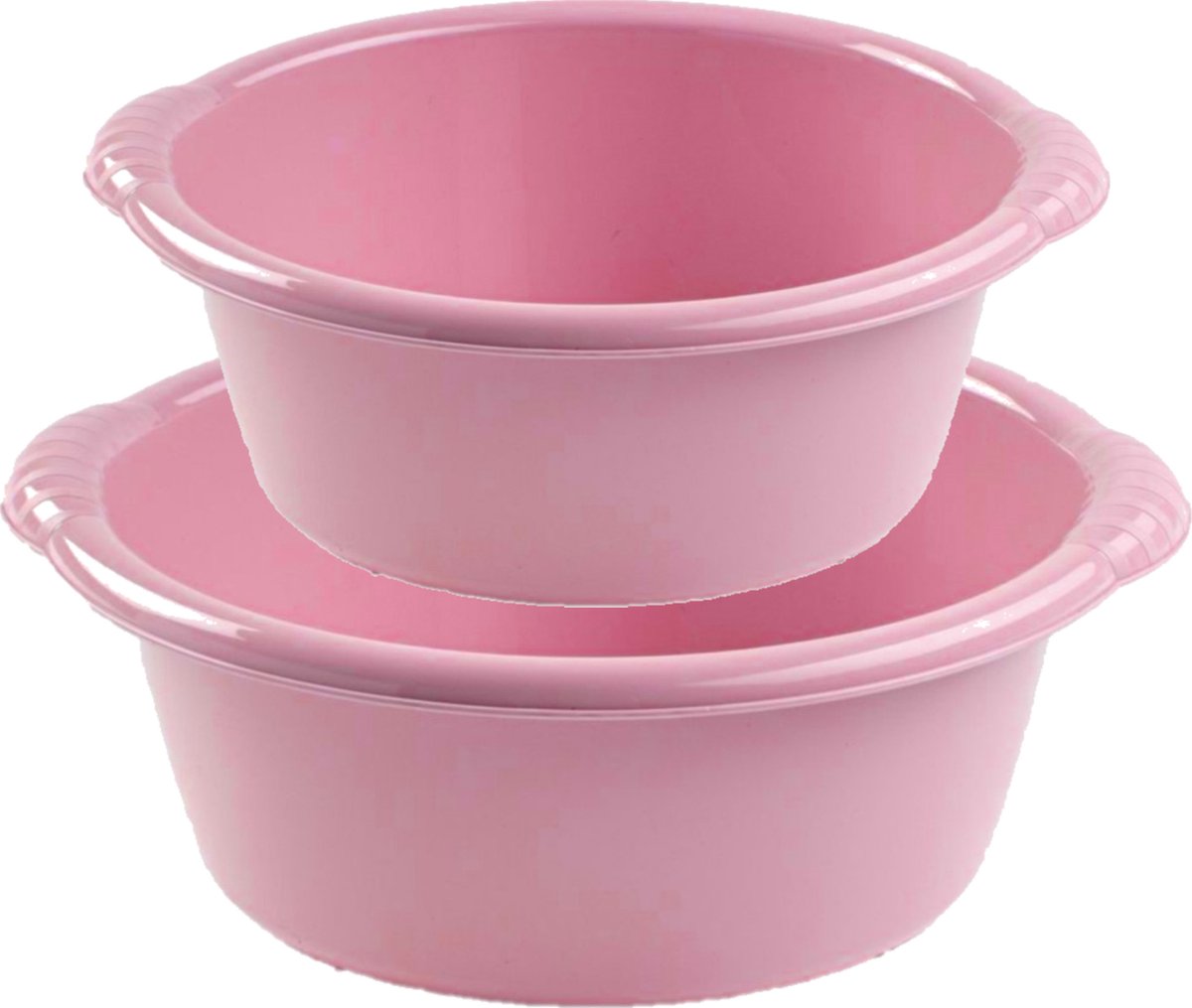 Goedkoopste Voordeelset multifunctionele kunststof ronde teiltjes oud roze in 2-formaten - 15 en 25 liter inhoud