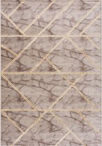 Magic Floor - Tapijt - Vloerkleed - Pera Beige - Gouden Lijnen - Goud - Polyester - (230x160cm)