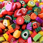 Perles en Argile - Perles en polymère - Fruits - Perles poires, avocat, Kiwi, fraise, orange - Coloré - 10mm - 100 pièces