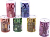 Metalen spaarpot met Eurobiljet print 8x15cm