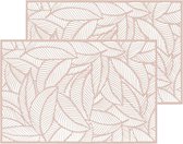 Set van 10x stuks placemats Jungle roze - PVC - 45 x 30 cm - Opengewerkt bladeren motief