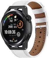 Leer Smartwatch bandje - Geschikt voor Strap-it Huawei GT Runner bandje leer - wit - Huawei Watch GT Runner - 22mm - Strap-it Horlogeband / Polsband / Armband