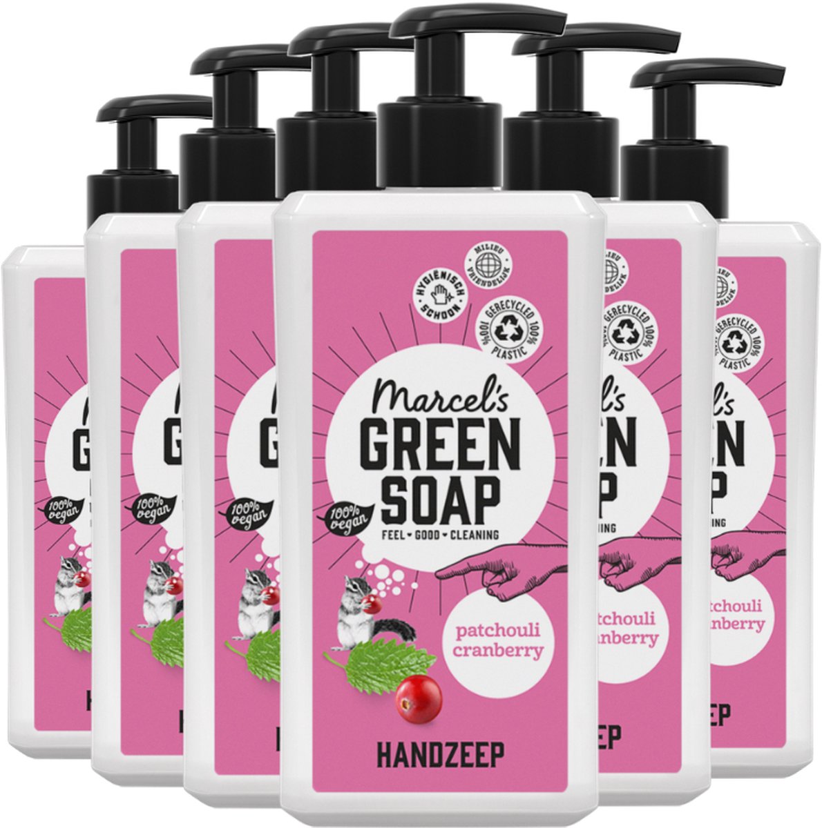 Marcel's Green Soap Handzeep Patchouli & Cranberry - 6 x 500 ml