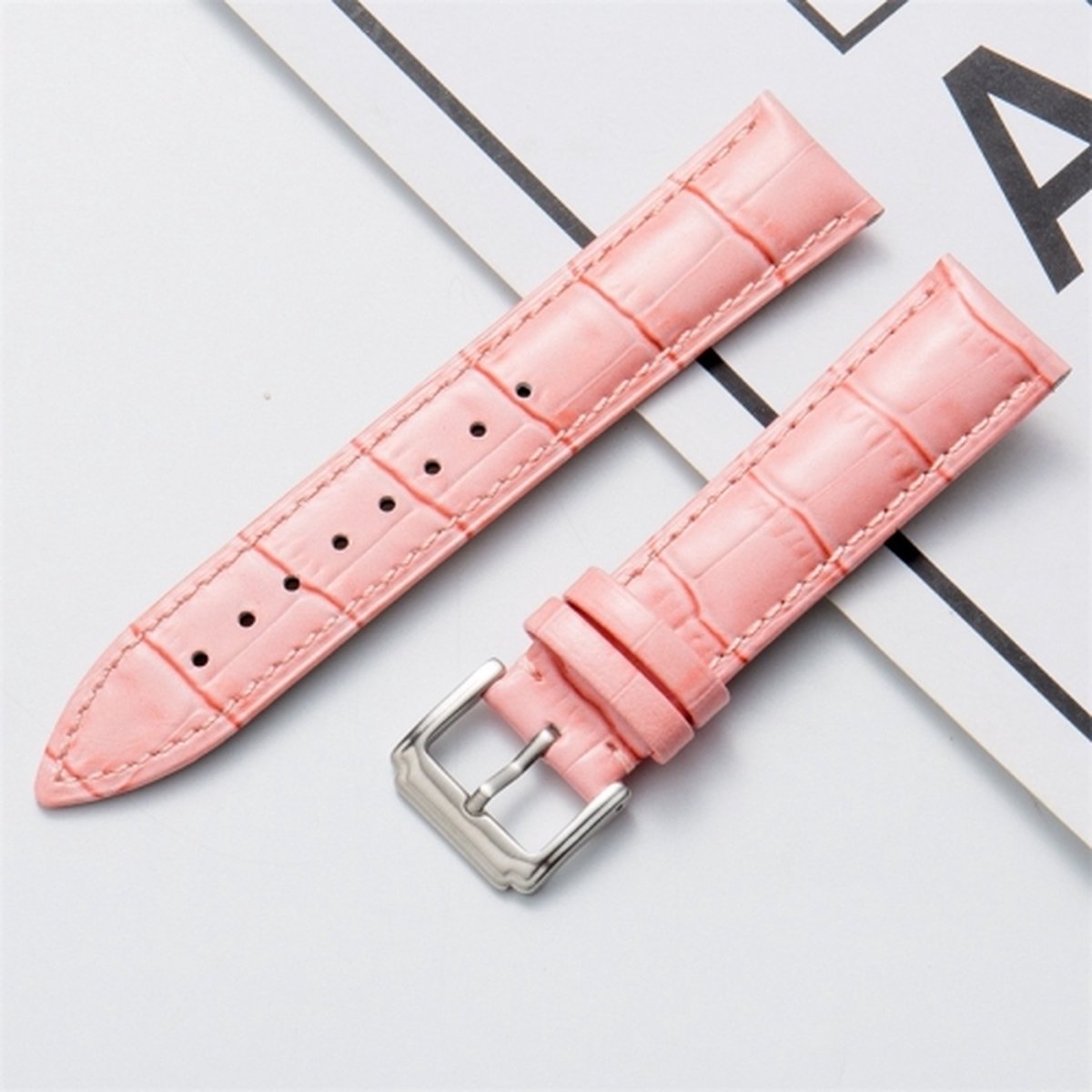 18 mm kalf lederen vervangende band horlogeband (roze)