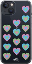 iPhone 13 mini Case - Retro Heart Pastel Blue - xoxo Wildhearts Transparant Case