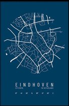 Walljar - Stadskaart Eindhoven Centrum IV - Muurdecoratie - Poster met lijst