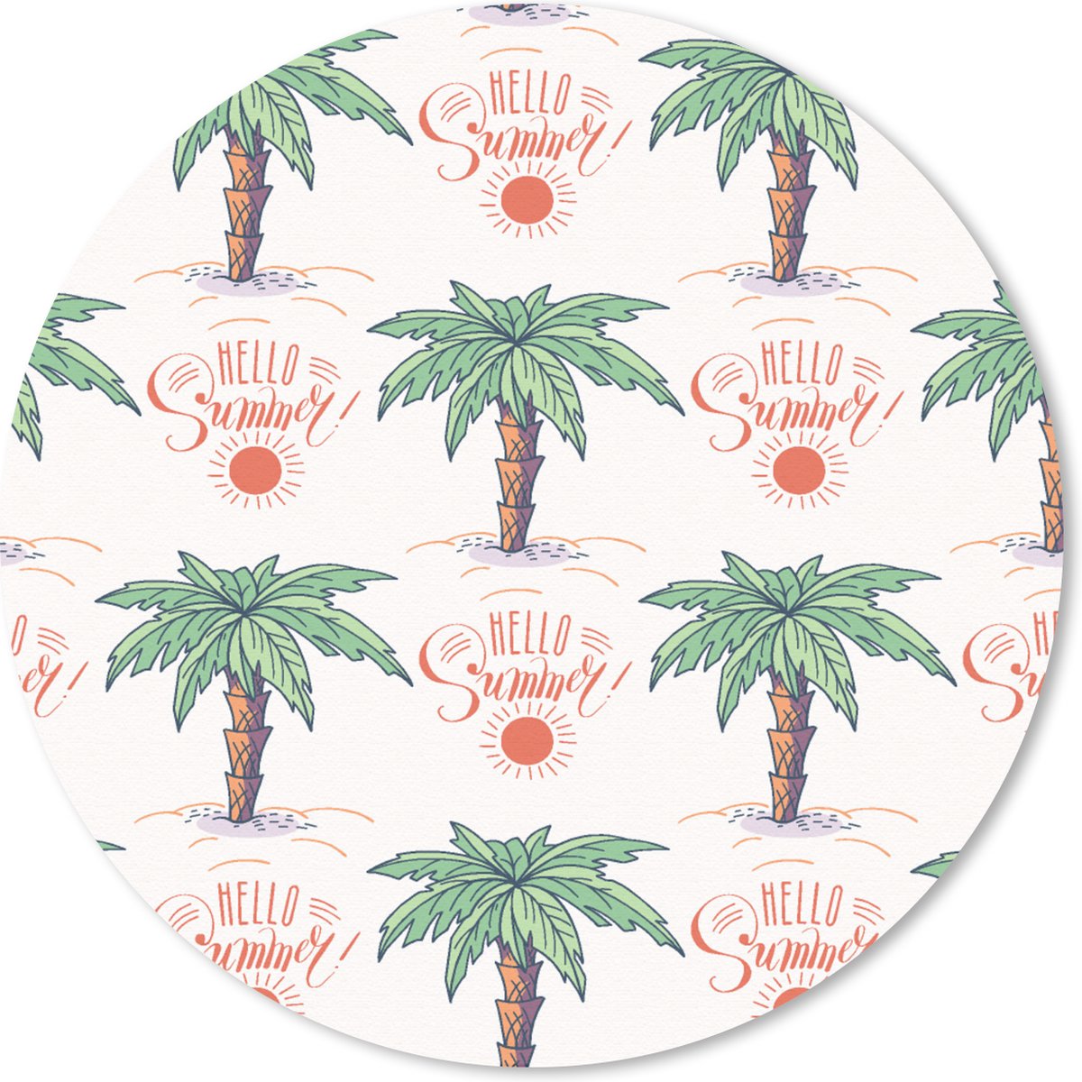 Muismat rond 50x50 cm - Mousepad Palmboom - Zomer - Patronen - Ronde muismatten