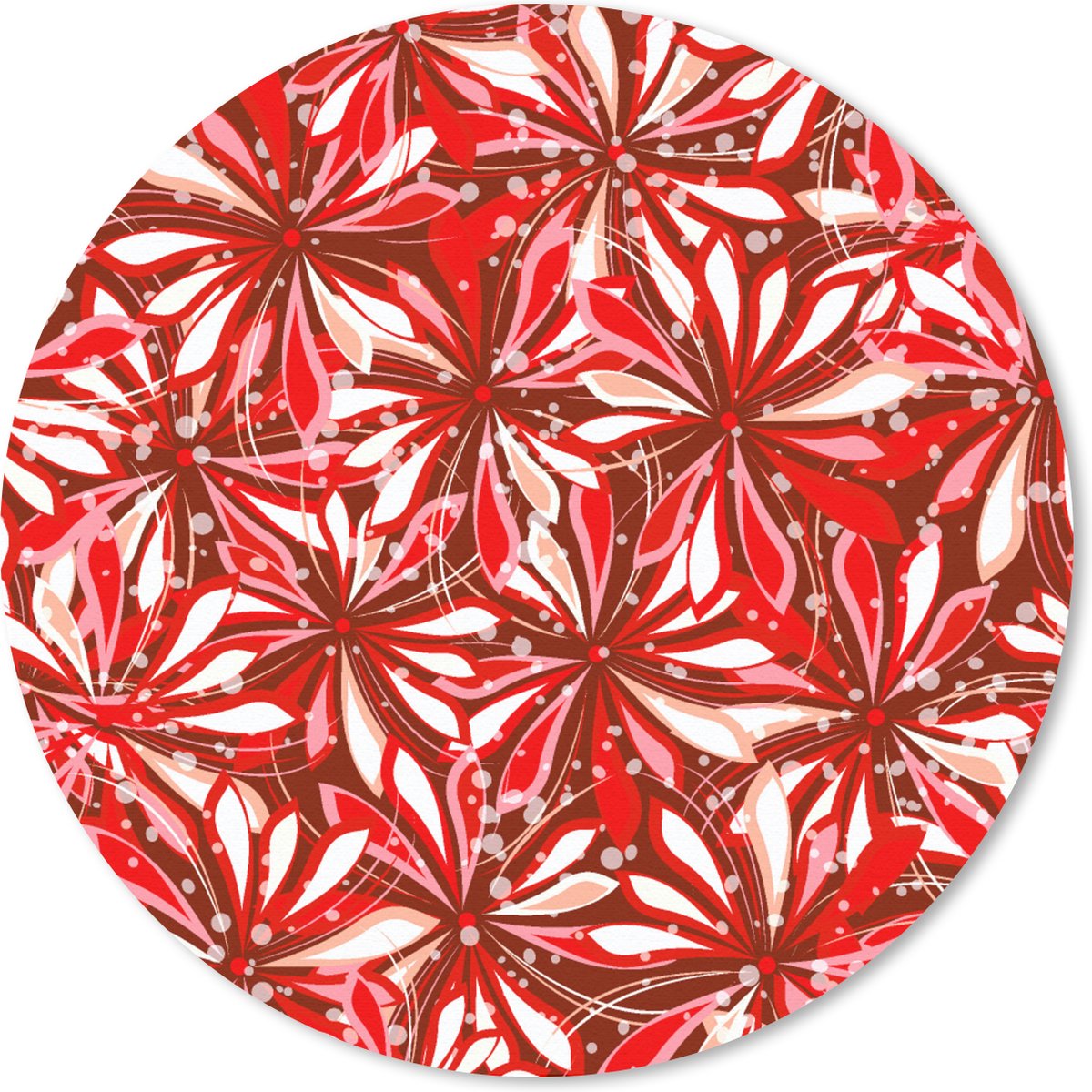 Muismat rond 30x30 cm - Mousepad Bloesem - Rood - Patronen - Bloemen - Ronde muismatten