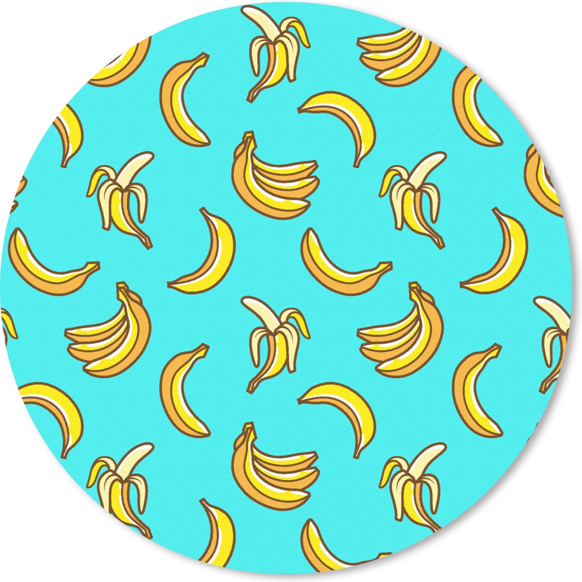 Muismat rond 30x30 cm - Mousepad Design - Banaan - Fruit - Patroon - Ronde muismatten